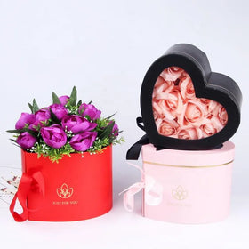 Factory Direct Sales Valentine's Day Double-Layer Rotating Heart-Shaped Flower Gift Box PVC Window Open Flower Packaging Box
