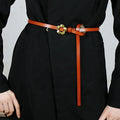 Adjustable Female Genuine Leather Cowhide Jeans Dress Belt Fashion Simple Adjustable Female Thin Belt Alloy Buckle Custom Casual