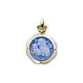 High Quality 925 Sterling Silver Jewelry Animal Dog Cat Round Pendant With Agate Cameo Carved Gemstone