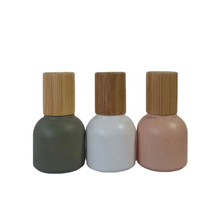 Dome-Shaped 10ml Morandi-Colored Glass Roll-On Bottle Thin Essential Oils Container with Metal Roller and Bamboo Lid