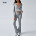 Custom Logo 2 Piece Loungewear Women Sets 2025 Knitting Set Women Clothing Wholesale Knitted Cotton Women's Pants and Top Set
