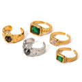 Dainty Stainless Steel 18K Gold Plated Natural Stones Cubic Zircon Trendy Geometric Wholesale Hot Selling Women Rings Adjustable