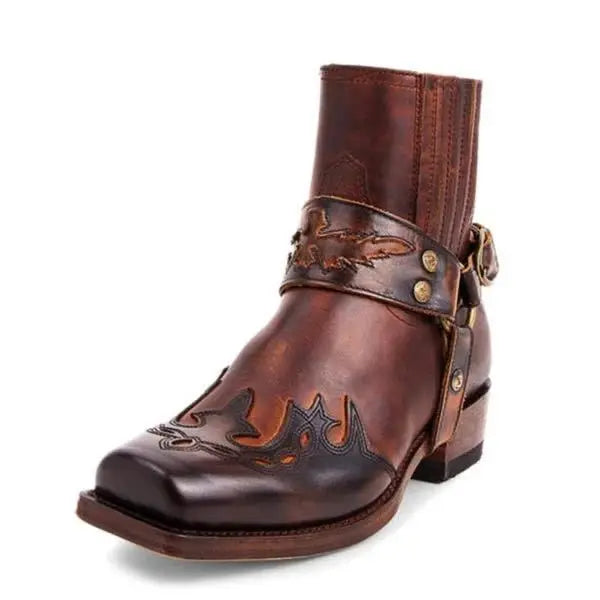 Factory Direct-selling Men's Low-heeled Vintage Embroidery Short Sleeve Casual Casual Casual Men's Heel Boots