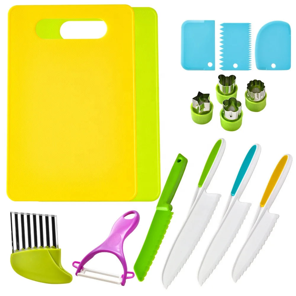 15-Piece Children's Cooking Tool Set Special Bread Knife Suit Baking Family Kindergarten Early Education Fruit Plastic Knife