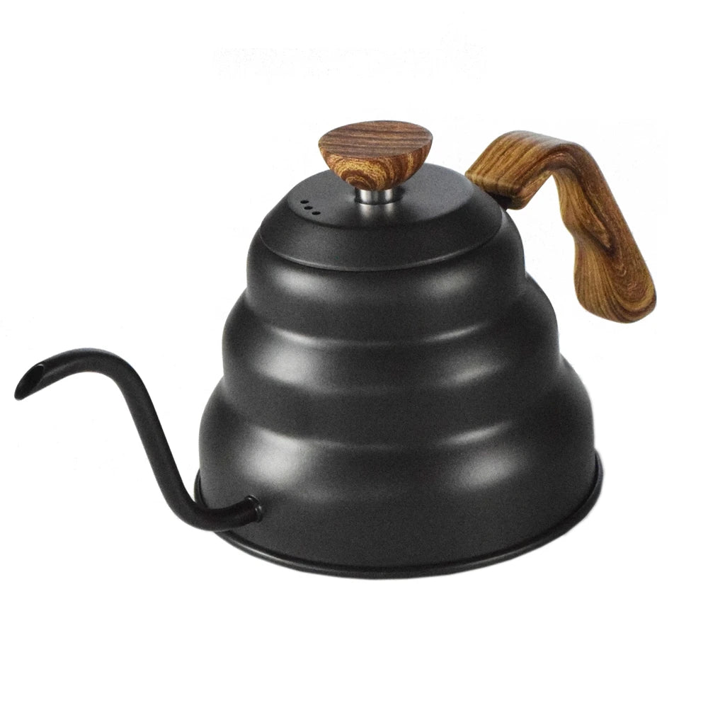 Gooseneck Pour Over Coffee Kettle with Wooden Handle Stainless Steel Coffee Pot Kettle Drip Kettle 1L