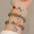 Chinese Retro Style Clear Natural Gemstone Bead  Lucky Multi Color Beaded Agate Jade