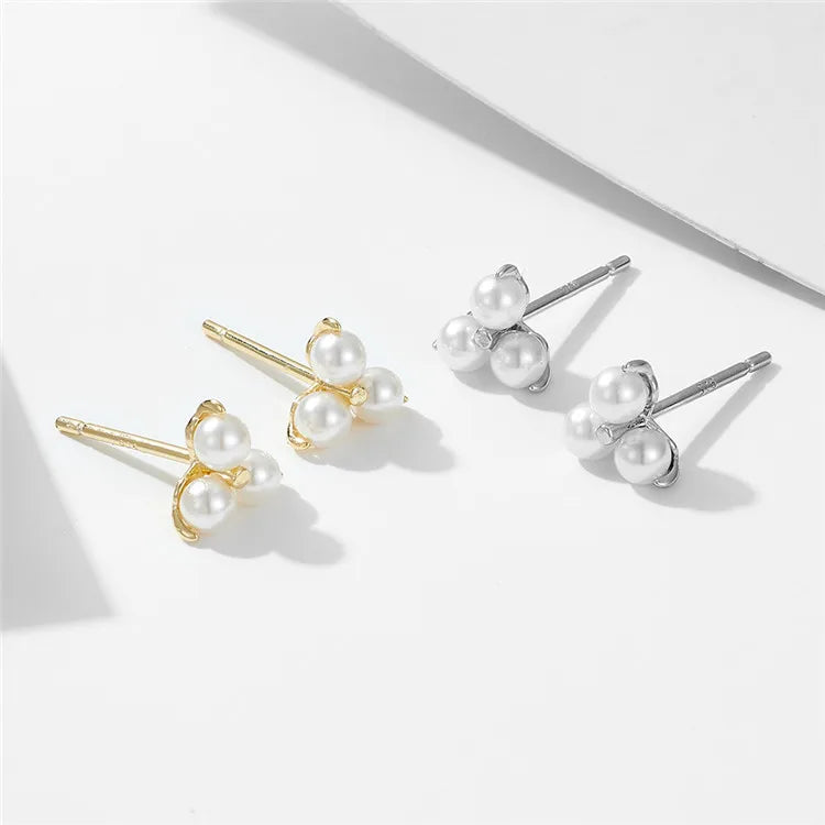 SP Korean Minimalist 18K Gold Plated S925 Sterling Silver Shell Pearl Earrings