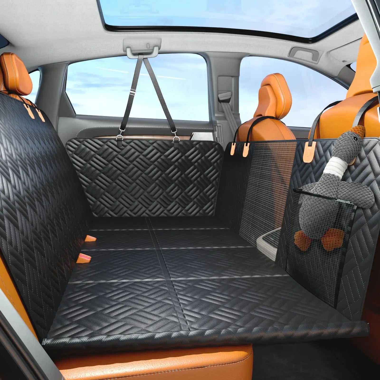 Juice Pet Dog Hammock for Car SUV Trucks Waterproof Hard Bottom Back Seat Extender for Dogs Back Seat Cover Dog Car Seat Cover