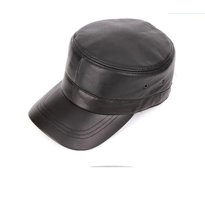 X1921 Natural Genuine Sheep Skin Leather Beret Cap Adjustable Baseball Hat for Adults for Casual and Outdoor Scenes