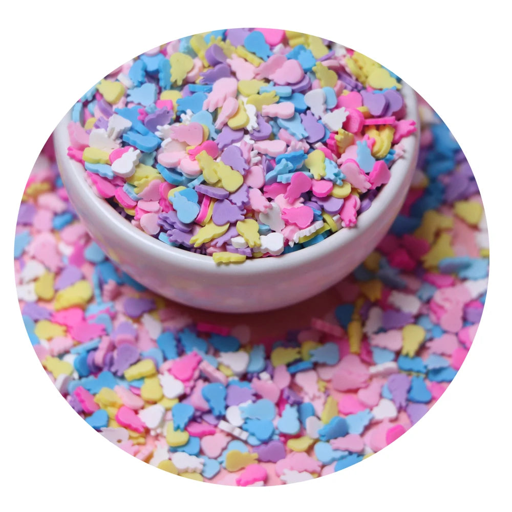 Kawaii 3D Polymer Clay Rabbit Slices Cute Cartoon Animal Rabbit Hot Clay Sprinkles for Nail Art Decoration Supplies