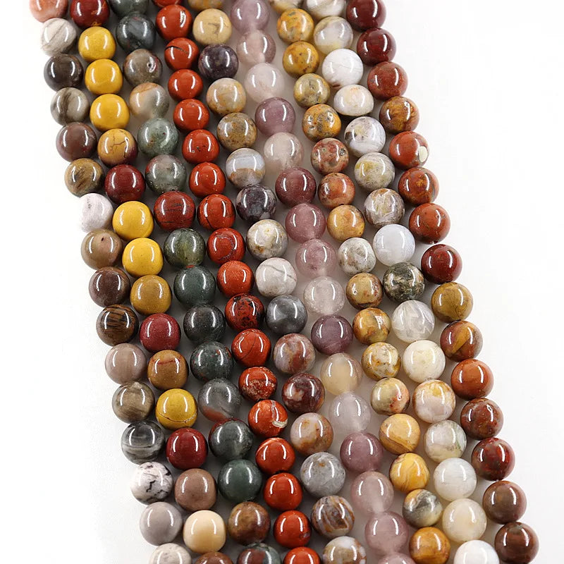 Natural Semiprecious Stone Crazy Agate Red jasper Beads Hand Diy Accessories Accessories Semi-finished Buttons Round Beads Loose