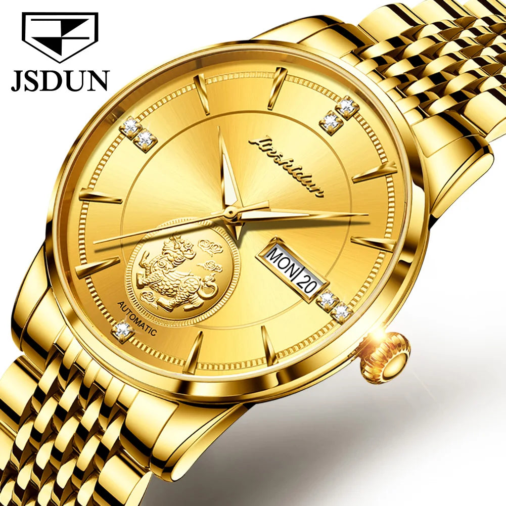 OEM Men's Gold Luxury Skeleton Clock Mens Automatic Mechanical Wristwatch with Alloy Case Masculine Relogio Masculin