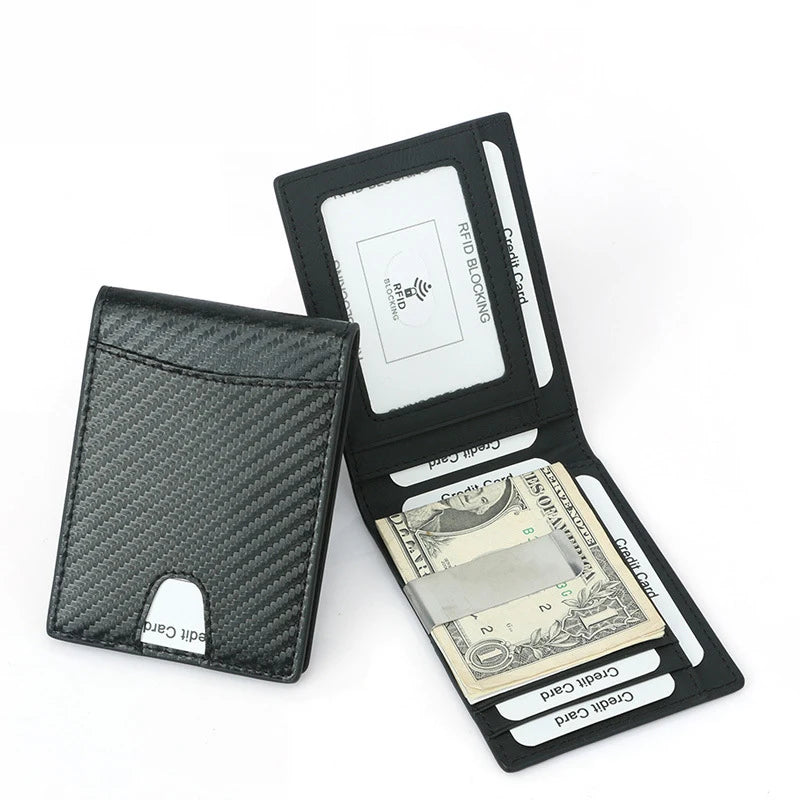 Vintage Mens Real Leather Bifold Money Clip Wallet Rfid Blocking Cowhide Short Wallets Leather Men
