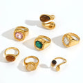 Resizable Stainless Steel Jewelry 18K Gold Plated Zirconia Finger Ring for Wedding Engagement Party Gift