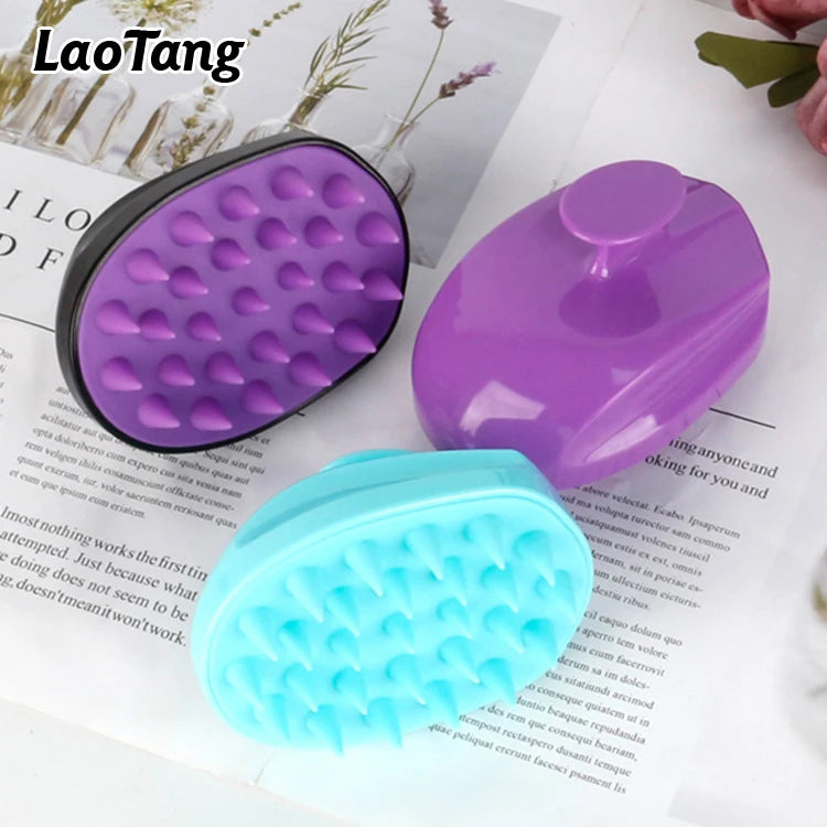 Scalp Care Head Scrubber Handheld Soft Hair Washing Massage Brush Silicone Hair Scalp Massager Shampoo Brush