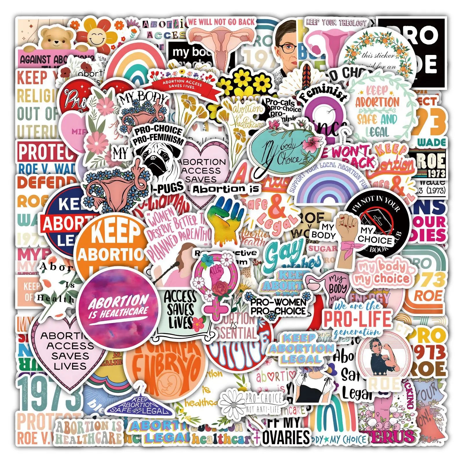 100Pcs Female Power Motivational Phrases Graffiti Stickers for Laptop Notebook Scrapbook Waterproof Feminist Sticker