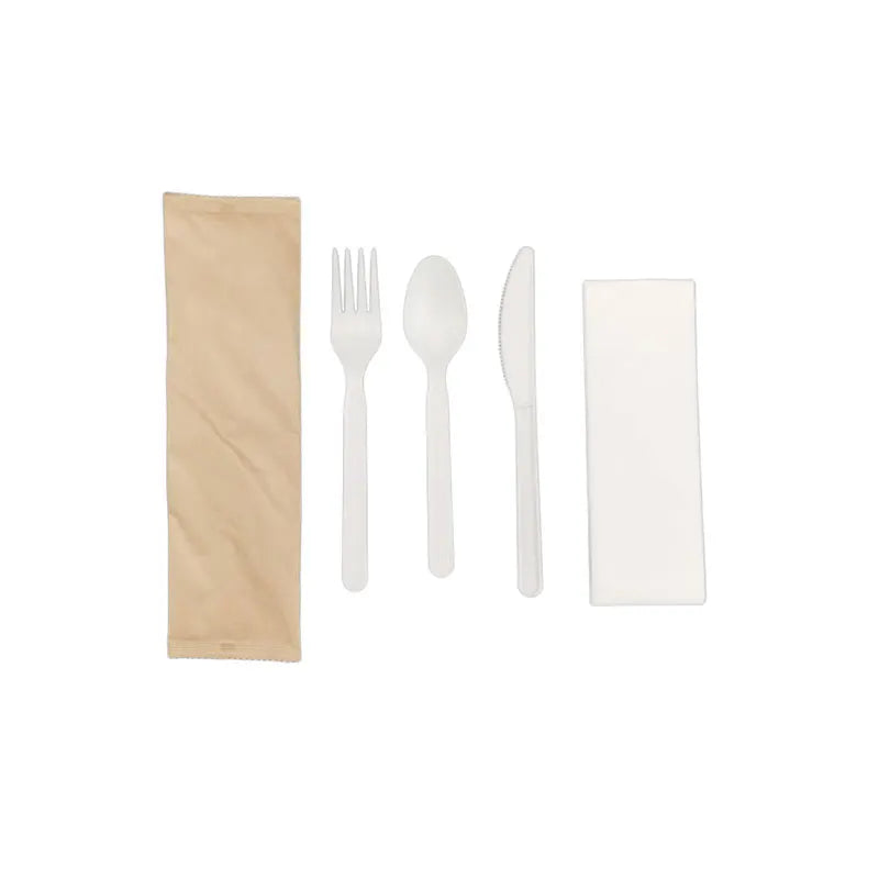 CPLA Wholesale Biodegradable PLA Cutlery Set Individual Bag Packaging Napkin Compostable Party Sustainable Disposable Knife
