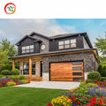 Europe America's Best Sale Customized Modern Automatic Electric Double Skin Wood Grain Overhead Steel Car Garage Doors for Home