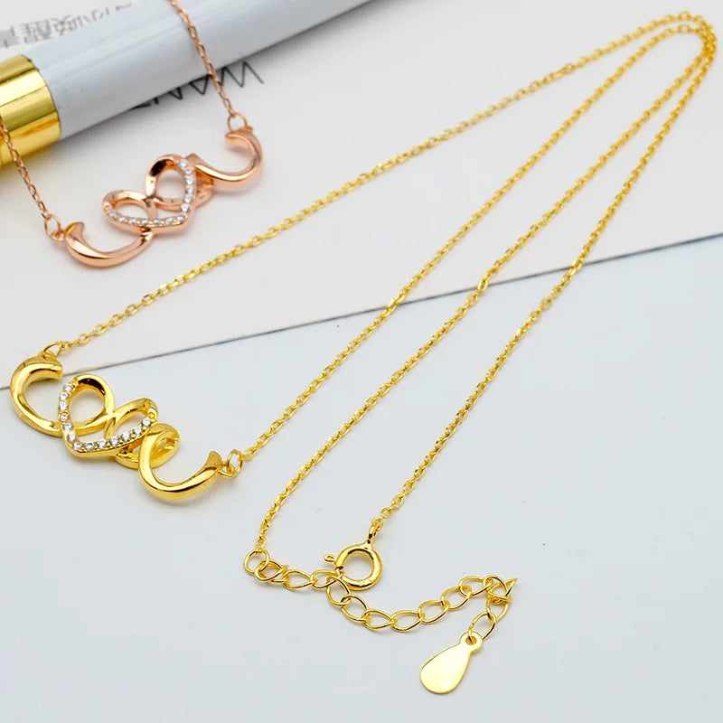 925 Sterling Silver Necklace Cubic Zircon Geometric Pendant Necklaces for Women Gold Plated Choker Necklace
