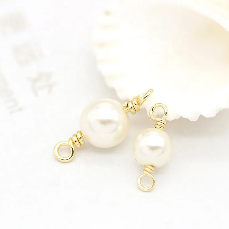 Wholesale Jewelry Findings 14k Gold Plated Pearl Charm for Bracelet Jewelry Making Charms