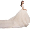 Guangzhou Auyan Heavy Industries One-shouldered High Waist Luxurious Long Tail Wedding Dress