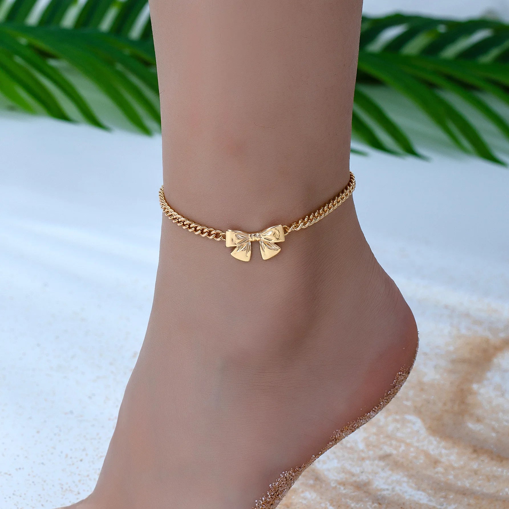 New Fashion Women's Daily Commuter Party Match Anklet with Bow Metal Chain for Women