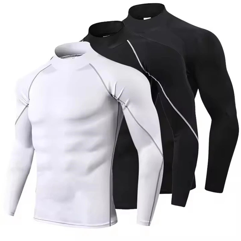 Men's Compression Shirts Long Sleeve Athletic Workout T-Shirt Tops Quick Drying Sports Base Layer Undershirts