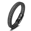 European and American Stainless Steel Wire Leather Rope Mixed Braided Bracelet Men's Charm Titanium wholesale