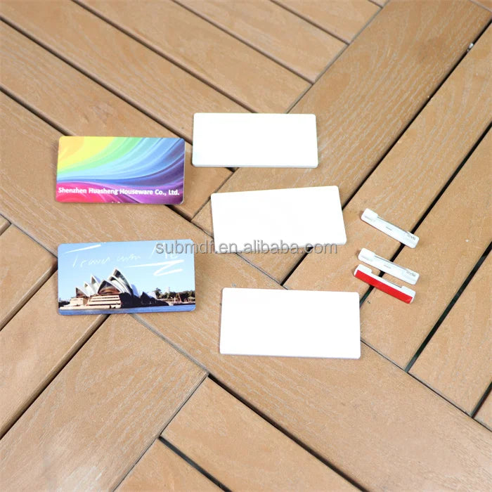 MDFSUB Customized 2mm Rectangle Plastic Sublimation Name Badges 3 Inch Sublimation Blanks FRP Name Tag with Pin Badge