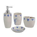 Luxury Design Beige Ceramic Eco-Friendly Four-piece Bathroom Set Hand-Painted Accessories Customized Logo for Home Hotel Use
