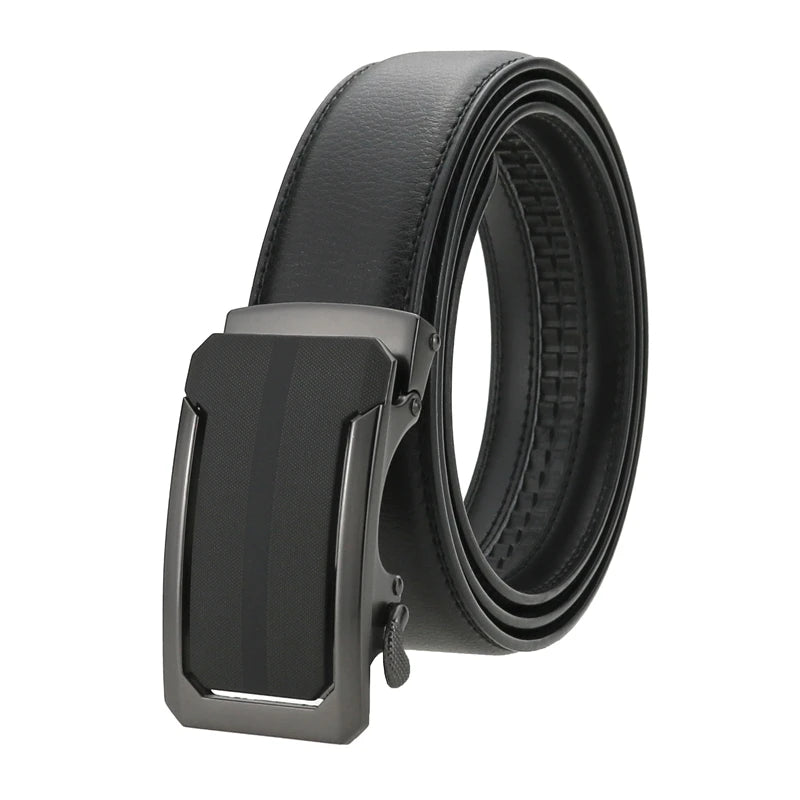 LQbelt Men's Automatic Buckle Leather Belts for Men Ratchet Belt Business Wholesale Factory Custom logo