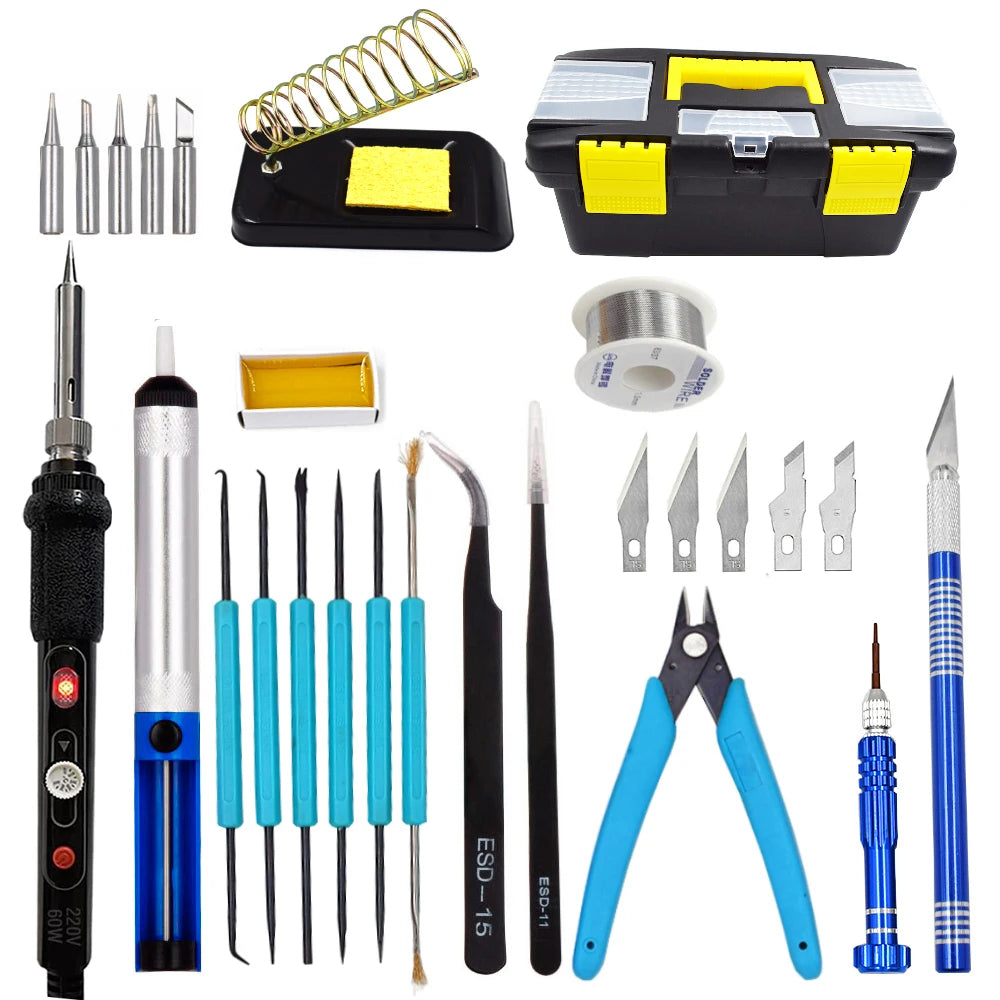 Soldering Pen Tools Kit Temperature Regulating 60W High Power  27 in 1 Electric Soldering Irons Set Box