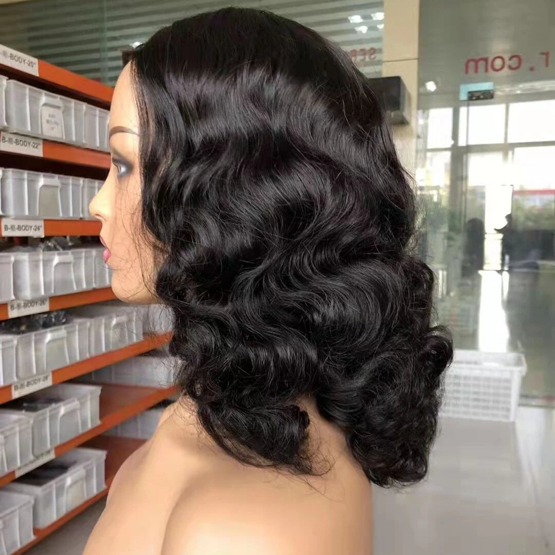 Funmi Egg Curl Remy Brazilian Hair Wig Super Double Drawn 4x4 5x5 13x4 Frontal Closure 1 Piece Short Transparent