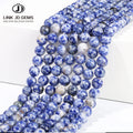 JD Wholesale Round Loose Gemstone Bead 4-12mm Pick Size White Blue Vein Sodalite for Jewelry Making