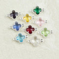 Silver Tone 18x13mm Two Holes Four Leaf Diy Jewelry Clovers Making Accessories Double Sides Glass Clover Pendant Charm