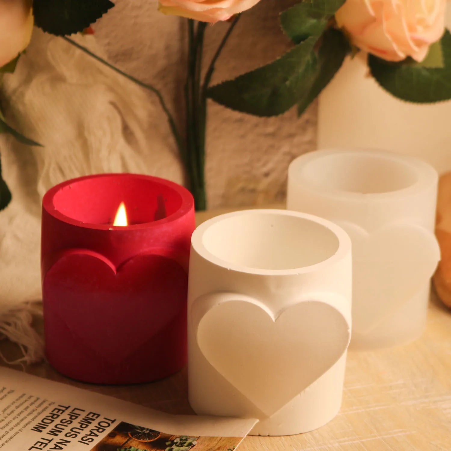 2024 Wholesale Factory Price Love Candle Cup Pencontainer Molds DIY Molds Food Grade Silicone Maker Colorful Homemade Mould