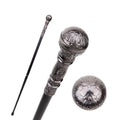 Silver Luxury Round Handle Walking Stick with Hidden Plate Self Defense Fashion Cane Plate Cosplay Crosier Stick 93cm