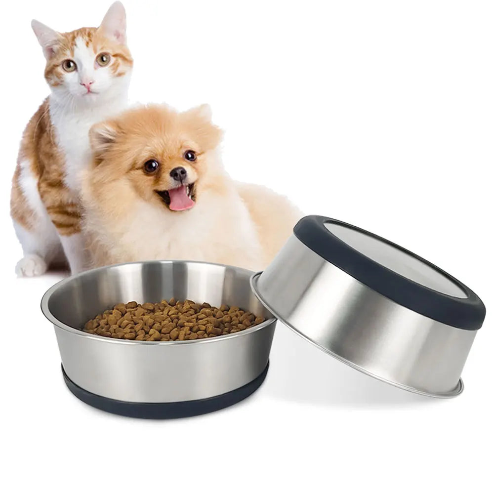 Stainless Steel Dog Bowl Durable Non-Slip Rubber Bottom Cat Food Water Pet Bowl Puppy Feeder for Small Medium Large Dogs
