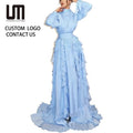 Women's Elegant Turtleneck Dress - Long Sleeve High Waist Ruffles Solid Color Chic Party Dress (New Fashion 2025)