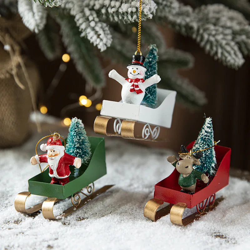Sleigh Truck Santa Decoration for Christmas Decorations Christmas Tree Hanging Decorations