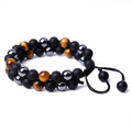 Handmade Adjustable 6/8/10mm Triple Protection Tiger's Eye & Hematite & Black Obsidian Bracelet