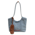 New Release Cartoon Screen Pattern Women's Denim Tote Bag Large Capacity Zipper Closure Fashion One-Shoulder Underarm Shopping