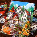 10pcs/pack Hard Card Stickers Pack Fairytale House Series House Theme Material Stickers
