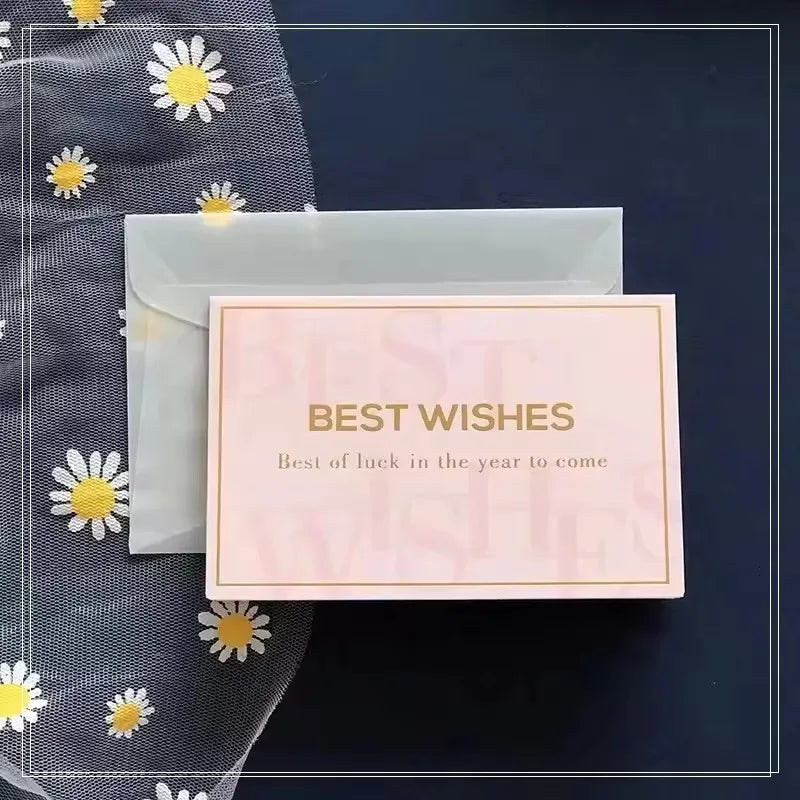 50pcs/bag NPink Hot Gold Birthday Card Free Design High-grade Birthday Gift Business Card Folding Greeting Card