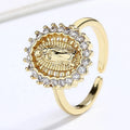 Diamond Waterproof White Portrait 18K Golds Wide Brass Fashion Plated Fine Rings Jewelry for Women Wholesale
