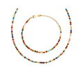 Alin Daisy Hand Knotted Beaded Stainless Steel Gold Plated Necklace Bracelets Wooden Glass Colorful Beads Vintage Style