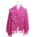 Wholesale Women Wool Poncho Solid Color Fur Shawl With Rabbit Fur Ball
