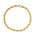 Gemnel Men Fashion Jewelry 316L Stainless Steel Pvd Gold 5mm Twisted Rope Chain Bracelet