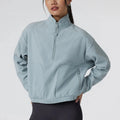Hot Selling Women's Half Zip Stand Collar Wind Resistant Hoodies With Zip Hand Pockets