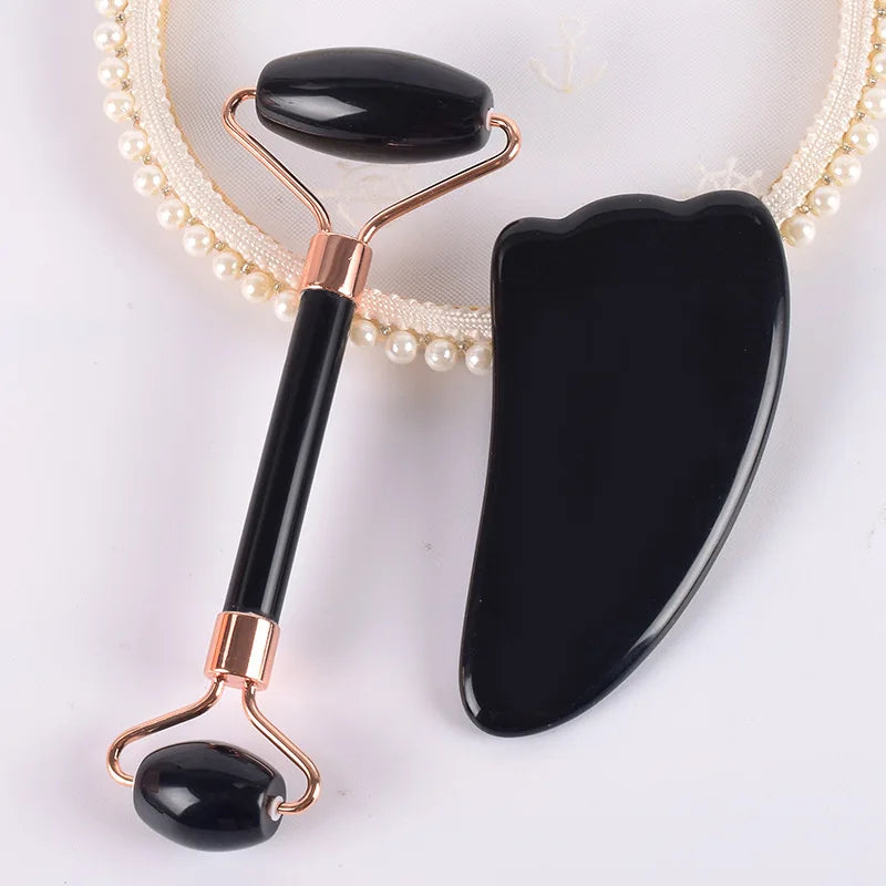 2026 Ladies Gift Set Giveaway Pure Obsidian Jade Roller Guasha Anti-aging Facial Massage for Women Beauty Personal Health